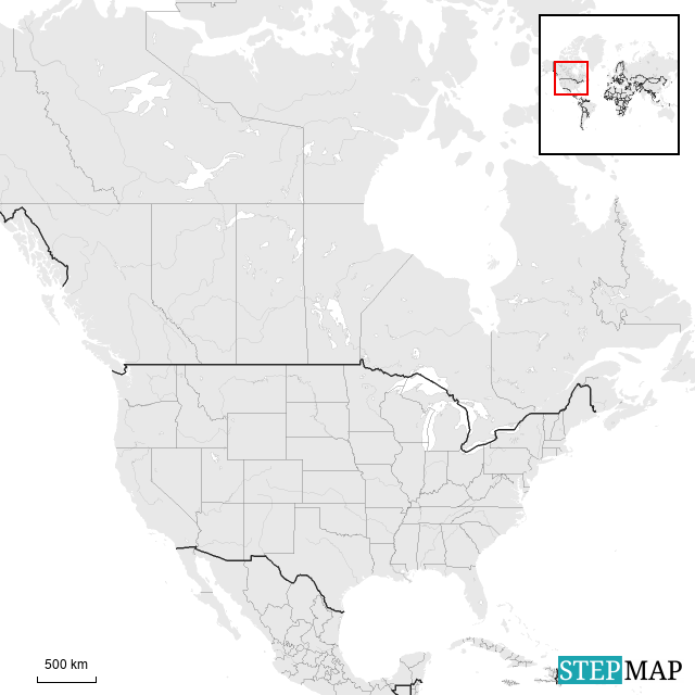 StepMap - North America basic map - Landkarte für North America