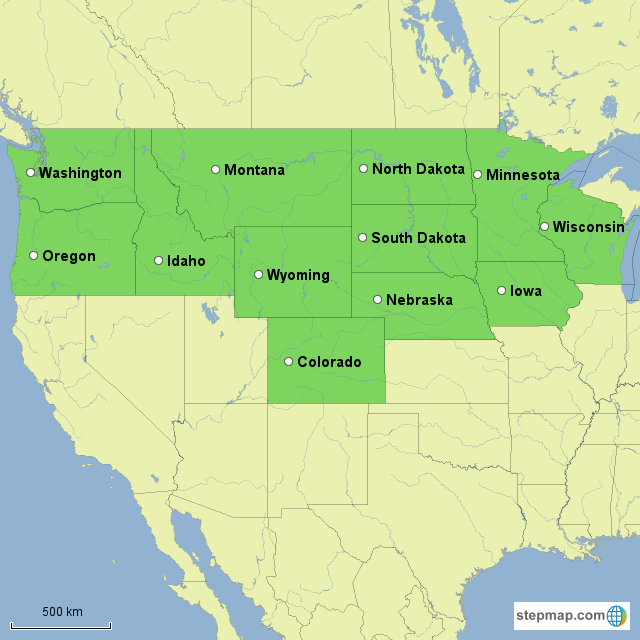 StepMap Northwest Regional Map Landkarte für USA