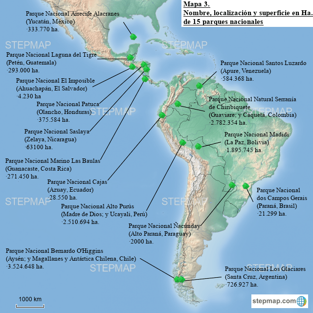 Stepmap Parques Nacionales Landkarte Fur South America