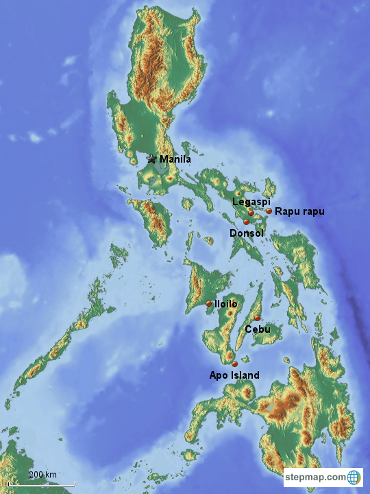 StepMap Philippines Zoom Landkarte für Asia
