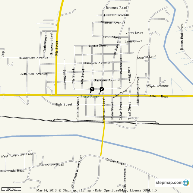 StepMap Priest river Landkarte für World