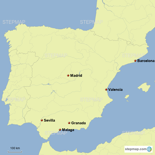 Colleges In Spain Map StepMap Scientific Academies in Spain Landkarte für Spain