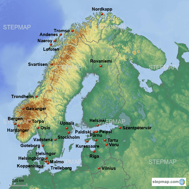 StepMap Skandinávia Landkarte für Sweden