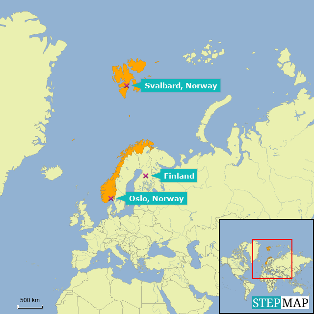 Show Me A Map Of Norway StepMap Svalbard, Norway Landkarte für Norway
