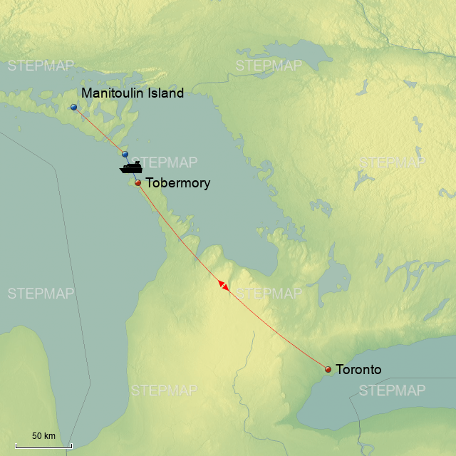 StepMap Tobermory & Manitoulin Island Landkarte für Canada