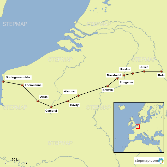 Via Belgica Karte StepMap Via Belgica Landkarte für Belgium