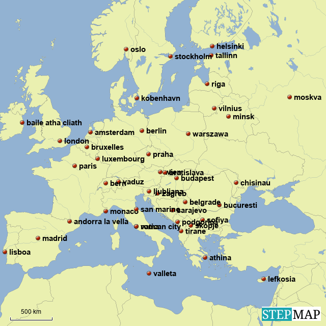 List of European Countries and Capitals whereig