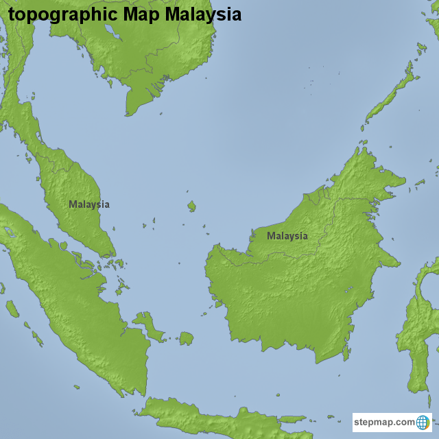 StepMap topographic Map Malaysia Landkarte für Malaysia