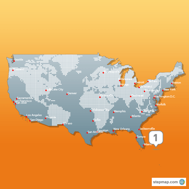 StepMap us offices Landkarte für USA