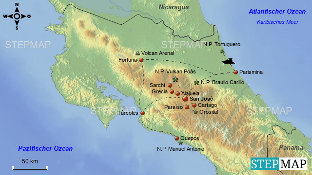 StepMap 2019 Costa Rica Landkarte für Costa Rica