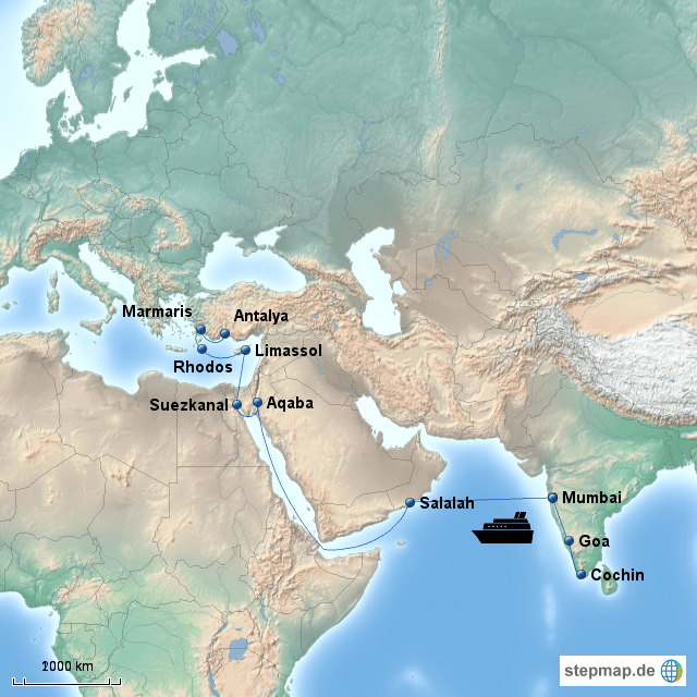Aida Karte StepMap AIDA Landkarte für Asien