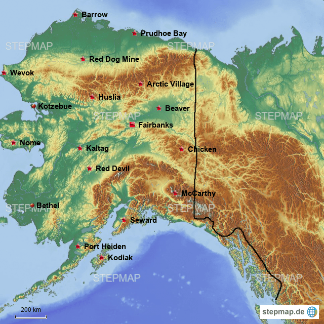 StepMap Alaska Landkarte für Nordamerika