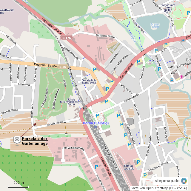Karte Borna StepMap Borna Garten Landkarte für Deutschland