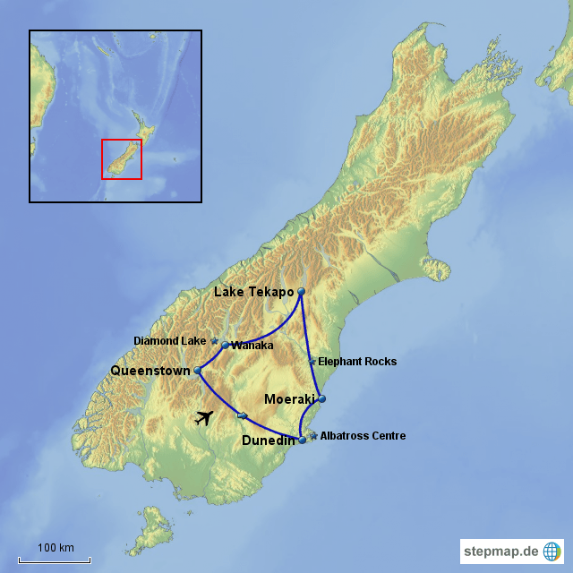 Elephant Rock Nz Map StepMap Elephant Rocks Landkarte f&uuml;r Neuseeland