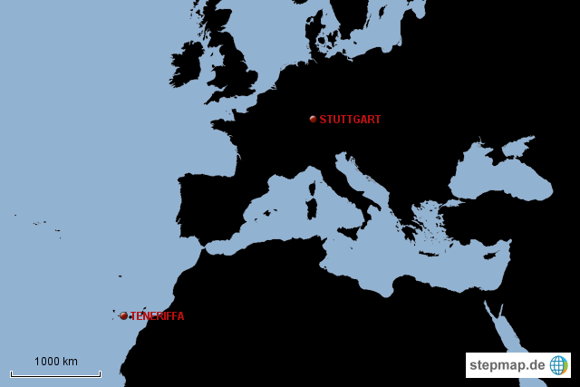 StepMap FLUG STUTTGART TENERIFFA Landkarte für Deutschland