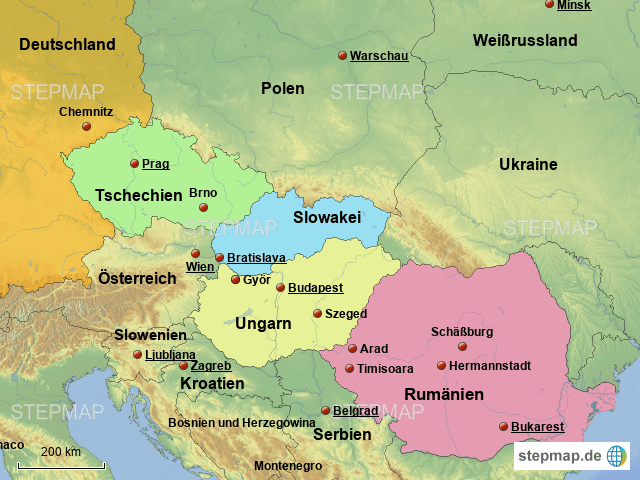 StepMap Fahrt nach Rumänien Landkarte für Deutschland