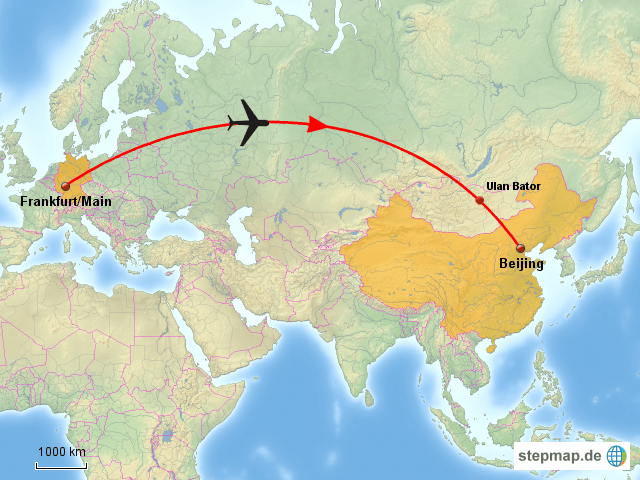 StepMap Flugroute1 Landkarte für Deutschland