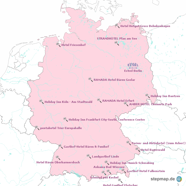 Hotels Deutschland Kaart En StepMap Hotels Landkarte für Deutschland