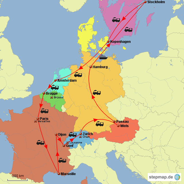 StepMap InterRail Trip Landkarte für Deutschland