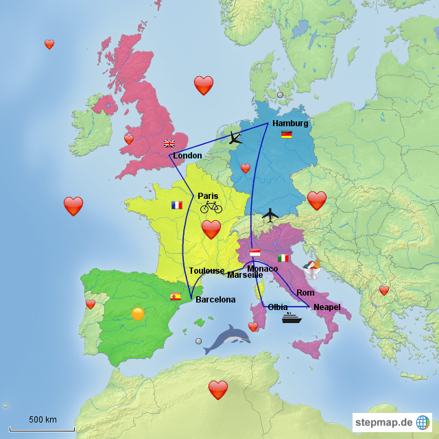 StepMap Interrail Landkarte für Deutschland