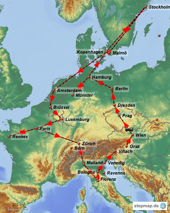 StepMap Interrail Landkarte für Deutschland