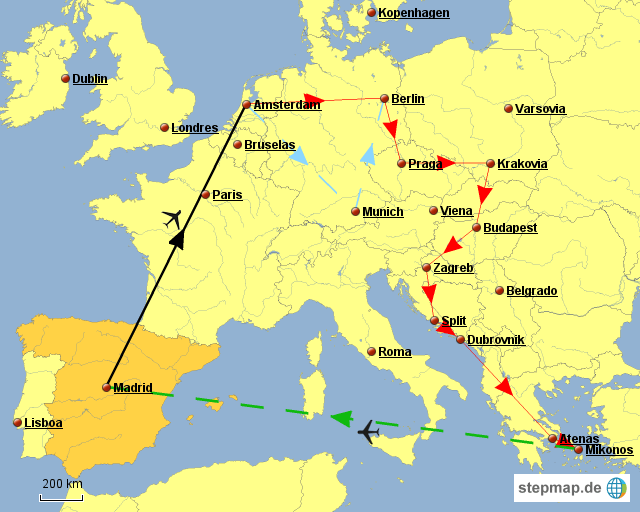 StepMap Interrail 2014 Landkarte für Deutschland