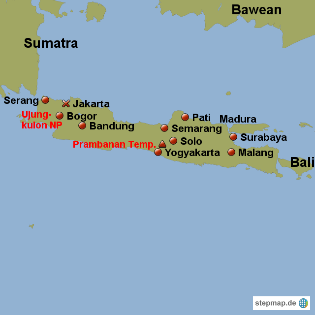 Java Insel Karte StepMap Karte Java Landkarte für Indonesien