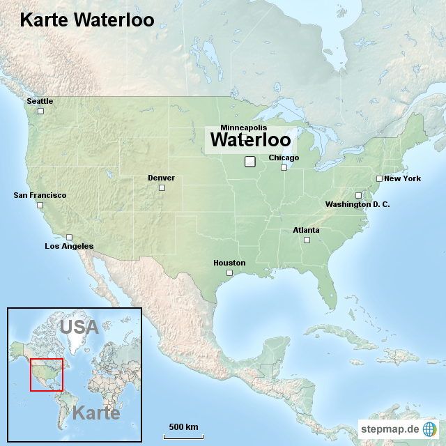 Karte Waterloo von ortslagekarteusa Landkarte für die USA