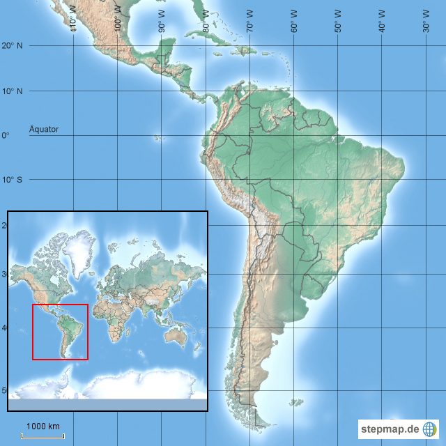 StepMap Lateinamerika Landkarte für Deutschland
