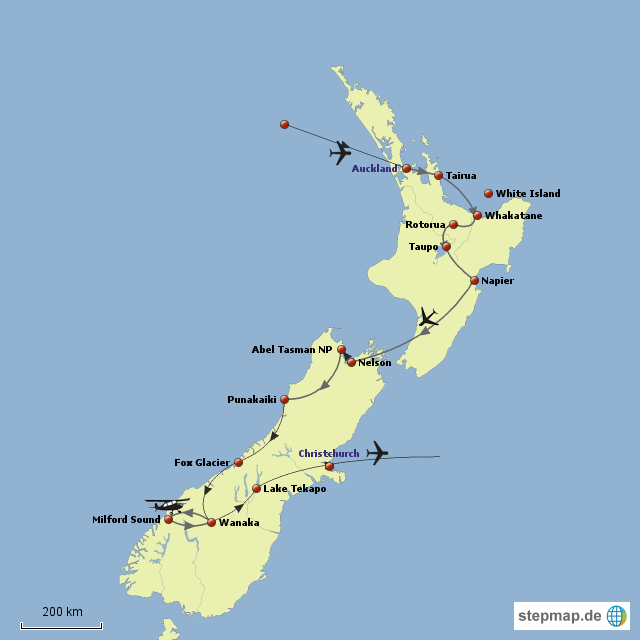 Doc Campingplätze Neuseeland Karte StepMap NZ Landkarte für Neuseeland