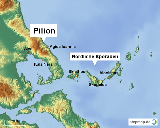 Pilion Griechenland Karte StepMap Pilion Landkarte für Griechenland