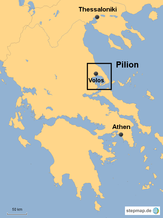 Landkarte Pilion StepMap Pilion Landkarte für Griechenland