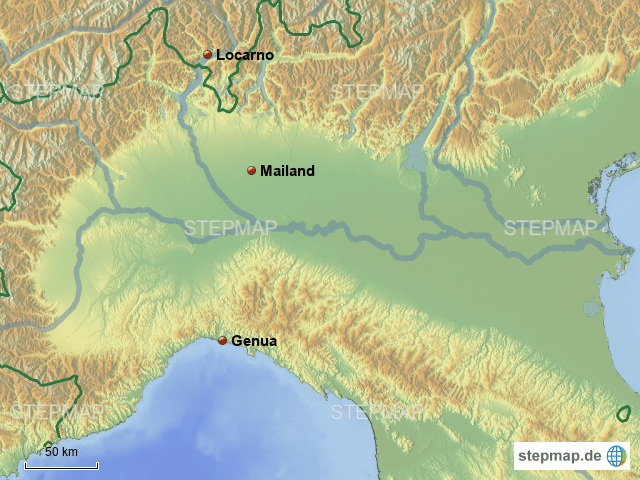 StepMap Poebene Landkarte für Italien