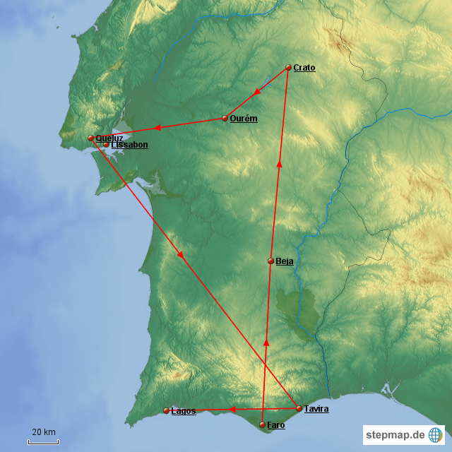 Pousadas Portugal Karte StepMap Pousada Rundreise Landkarte für Portugal