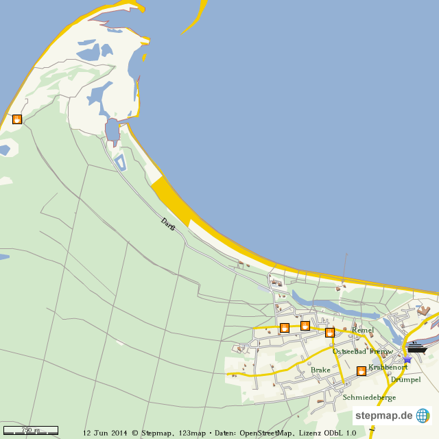 Prerow Ostsee Karte StepMap Prerow Landkarte für Welt