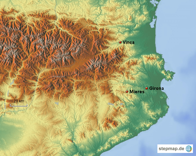 Topographische Karte Pyrenäen StepMap Pyrenäen Landkarte für Deutschland