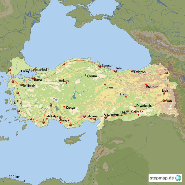 StepMap TT2012 Landkarte für Türkei