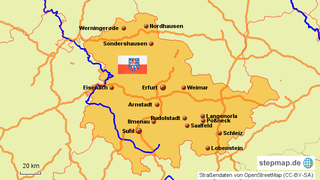 StepMap Thüringen Landkarte für Deutschland