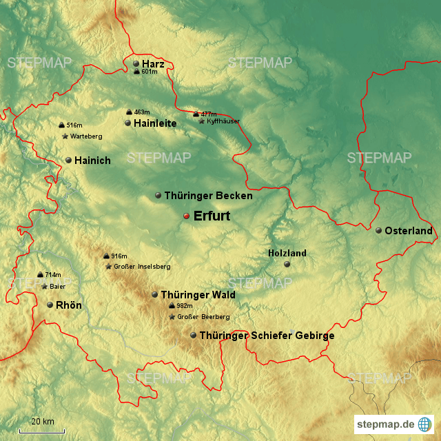 StepMap Thüringen Landkarte für Deutschland