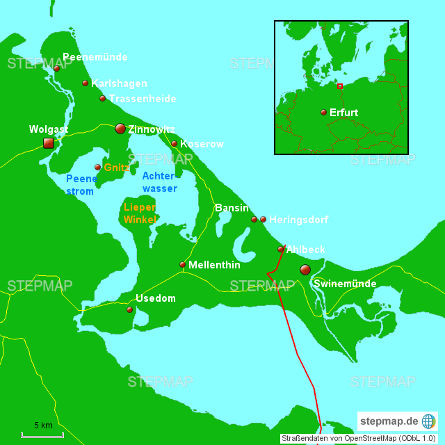 Korswandt Usedom Karte StepMap Usedom Landkarte für Deutschland