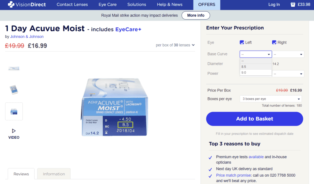 英國隱形眼鏡網購免驗眼 Vision Direct Promo Code 首次購買9折 步步網教學