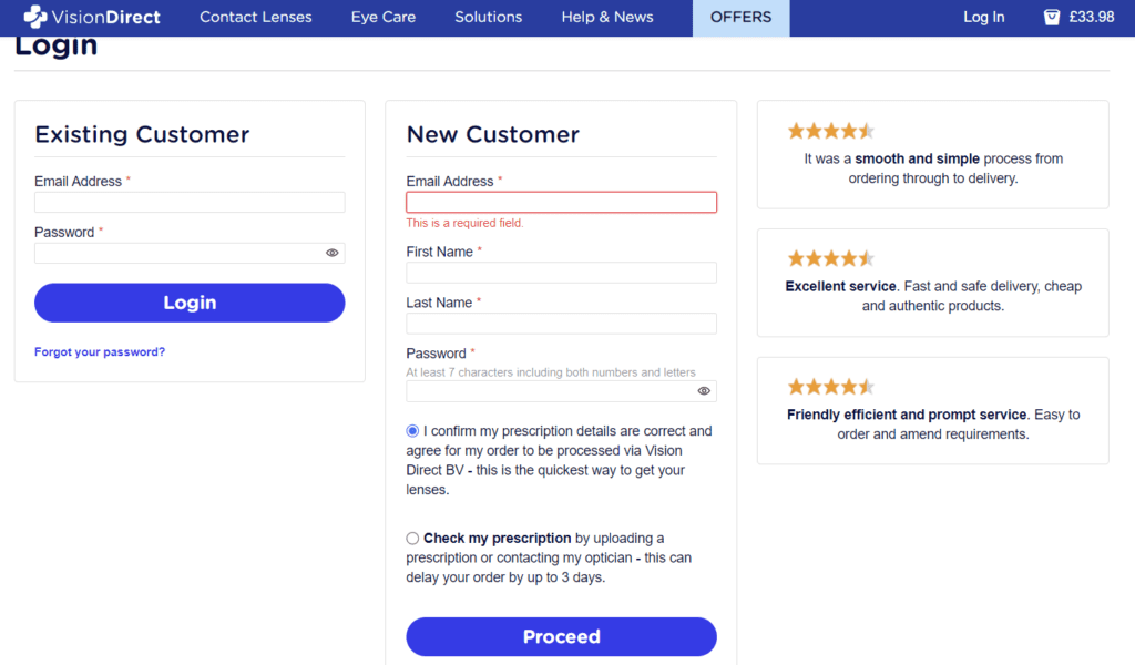 英國隱形眼鏡網購免驗眼 Vision Direct Promo Code 首次購買9折 步步網教學