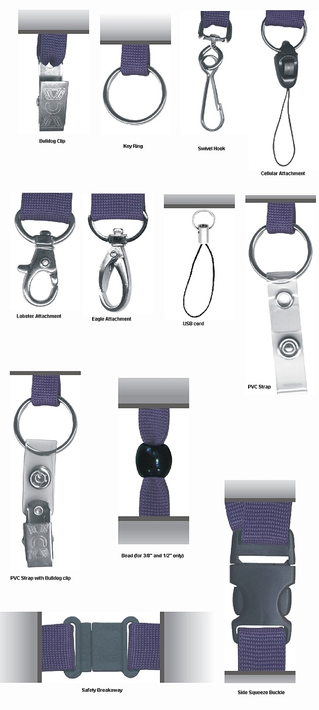Lanyards Attachments Lanyards Accessories Split Ring Bulldog Clip