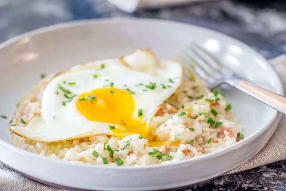 Bacon and Egg Risotto stetted