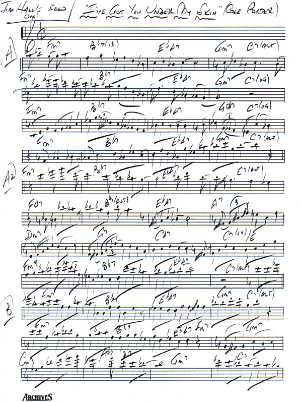 Jim Hall I've Got You Under My Skin Solo Transcription and Analysis by