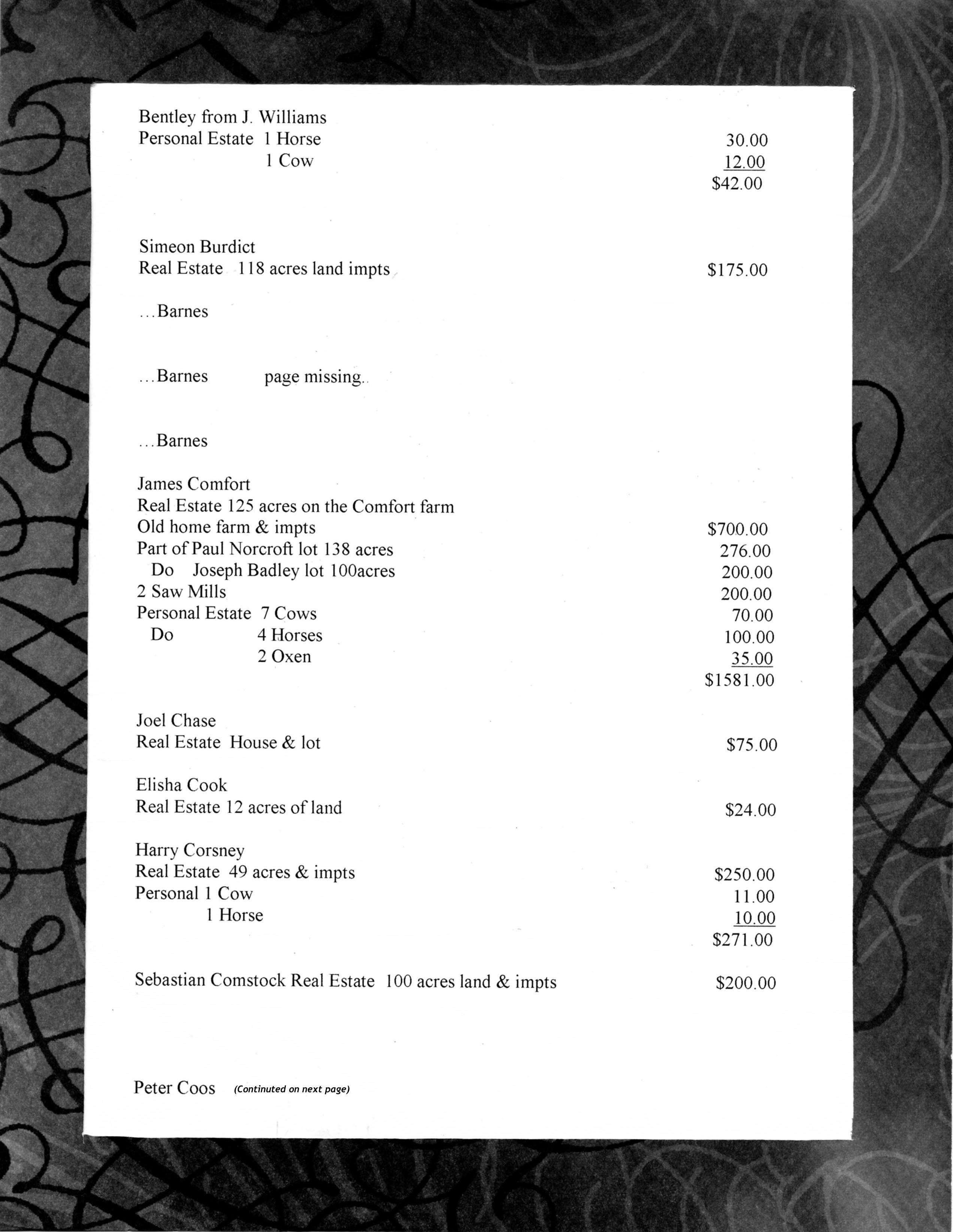 1858 Harmony Township Tax Records Stevens Point, PA