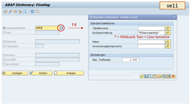 SE11 Tabellen Verwaltung