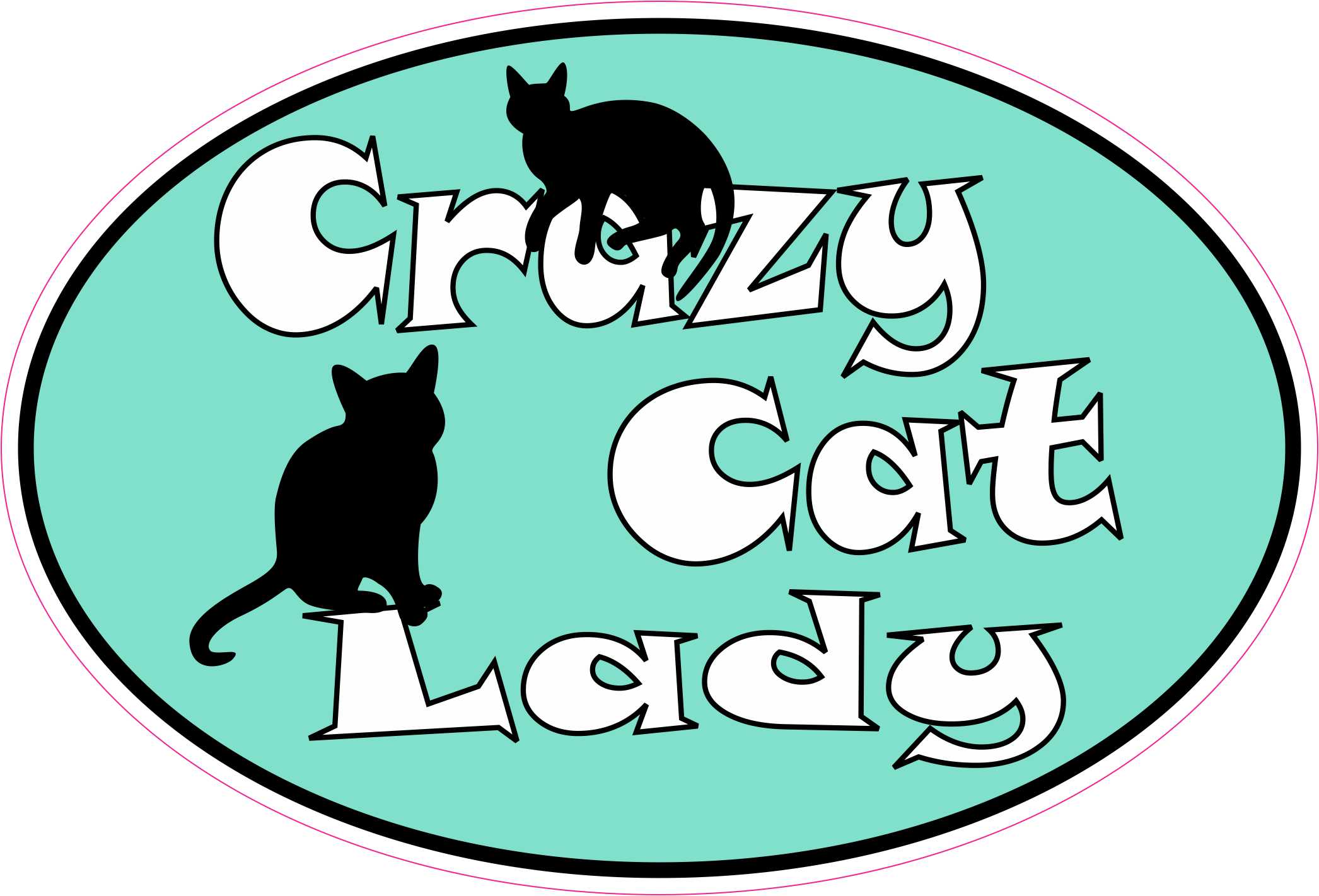 7in x 4.5in Oval Crazy Cat Lady Vinyl Sticker Car Truck