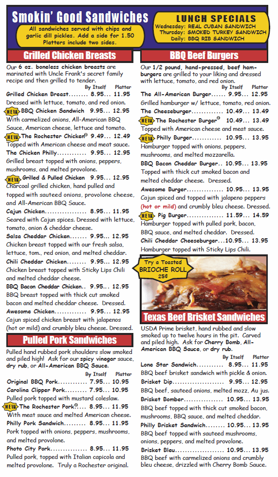 BBQ Restaurant Rochester NY Menu Sticky Lips Pit BBQ