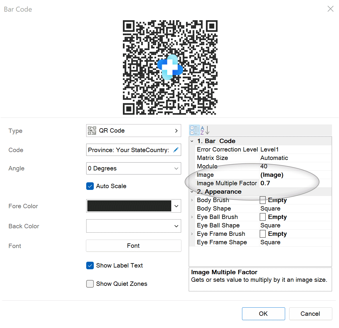 Embedding an image into a QR code. Work with reporting tools.